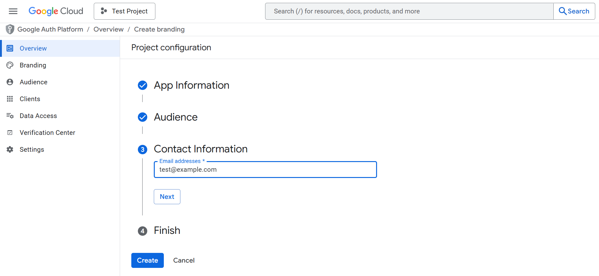 OAuth contact information